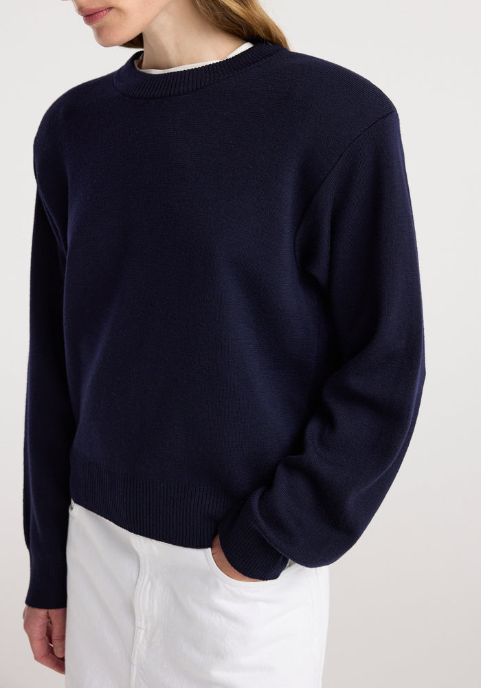 Statement shoulder crewneck | navy