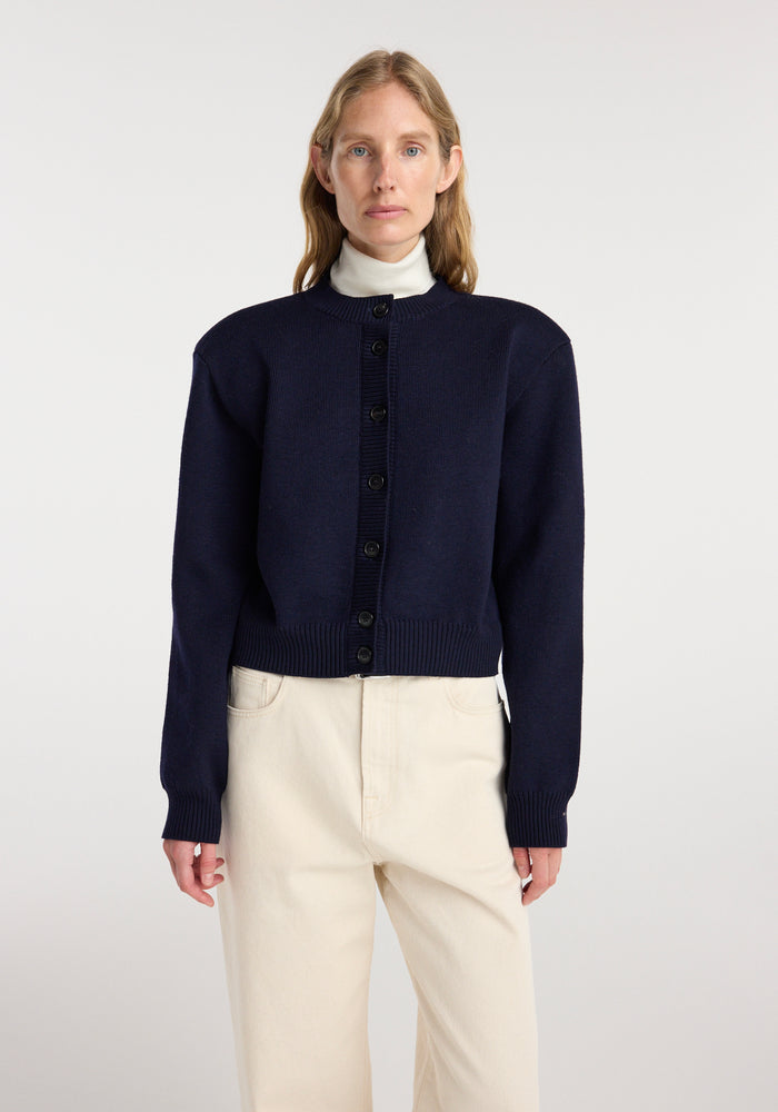 Statement shoulder cardigan | navy