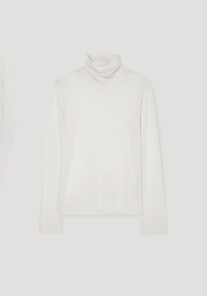 Fine-knit wool cashmere turtleneck | off white