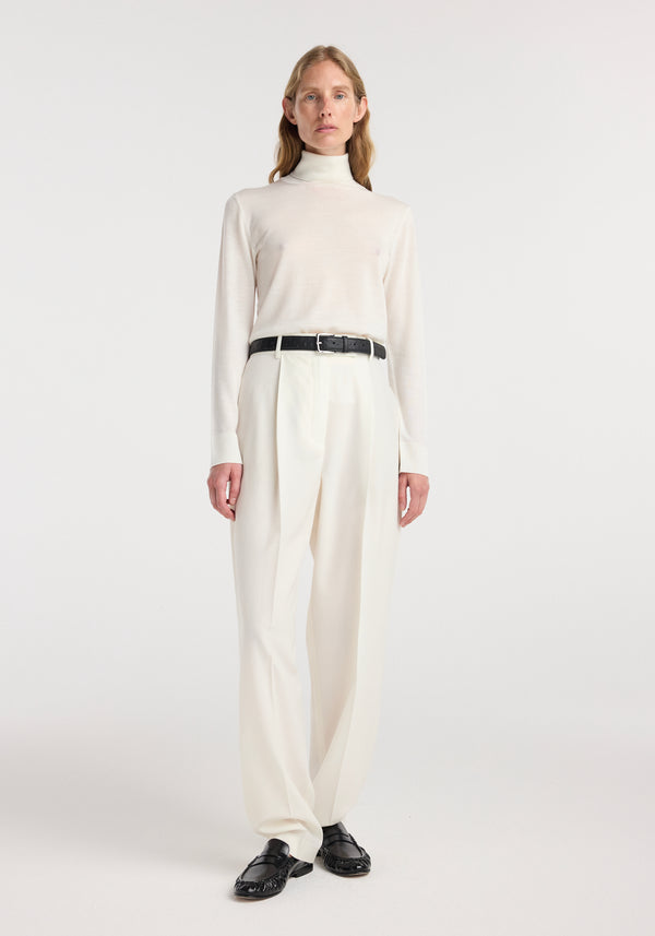 Fine-knit wool cashmere turtleneck | off white