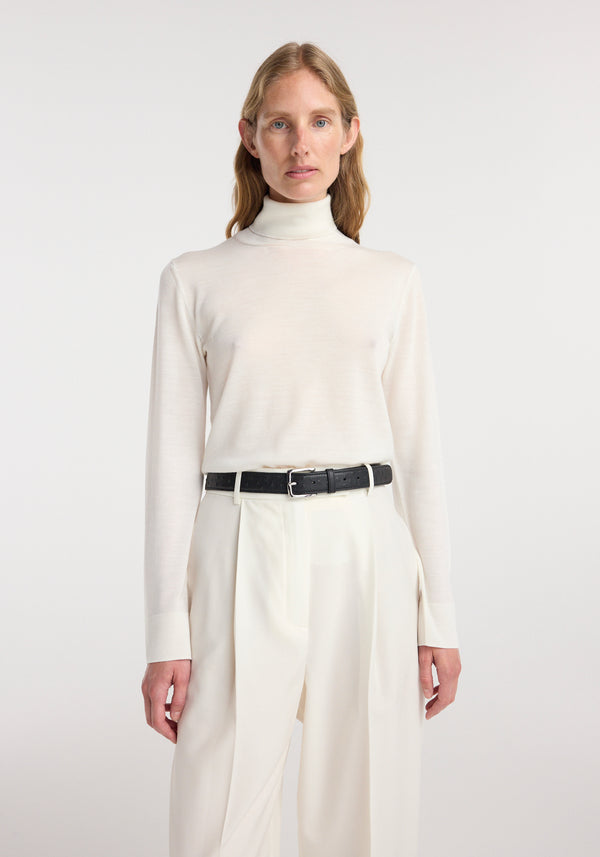 Fine-knit wool cashmere turtleneck | off white