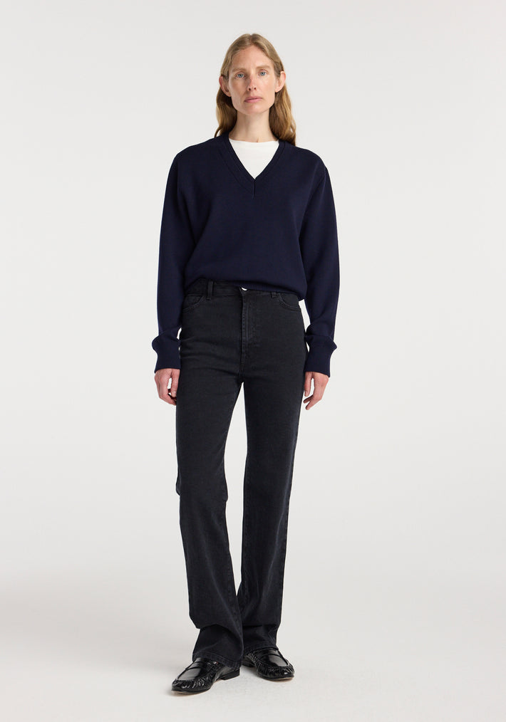 Lino - High-rise straight denim | black