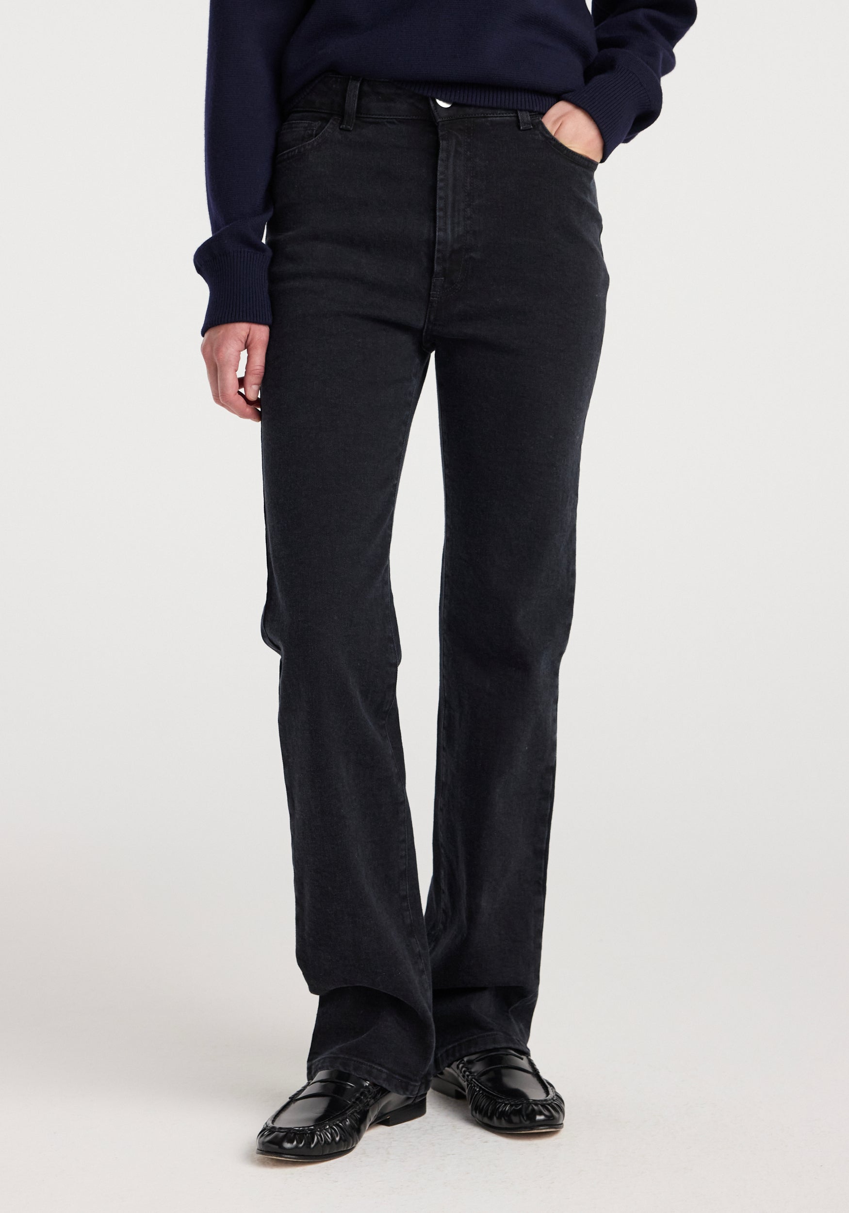 Lino - High-rise straight denim | black