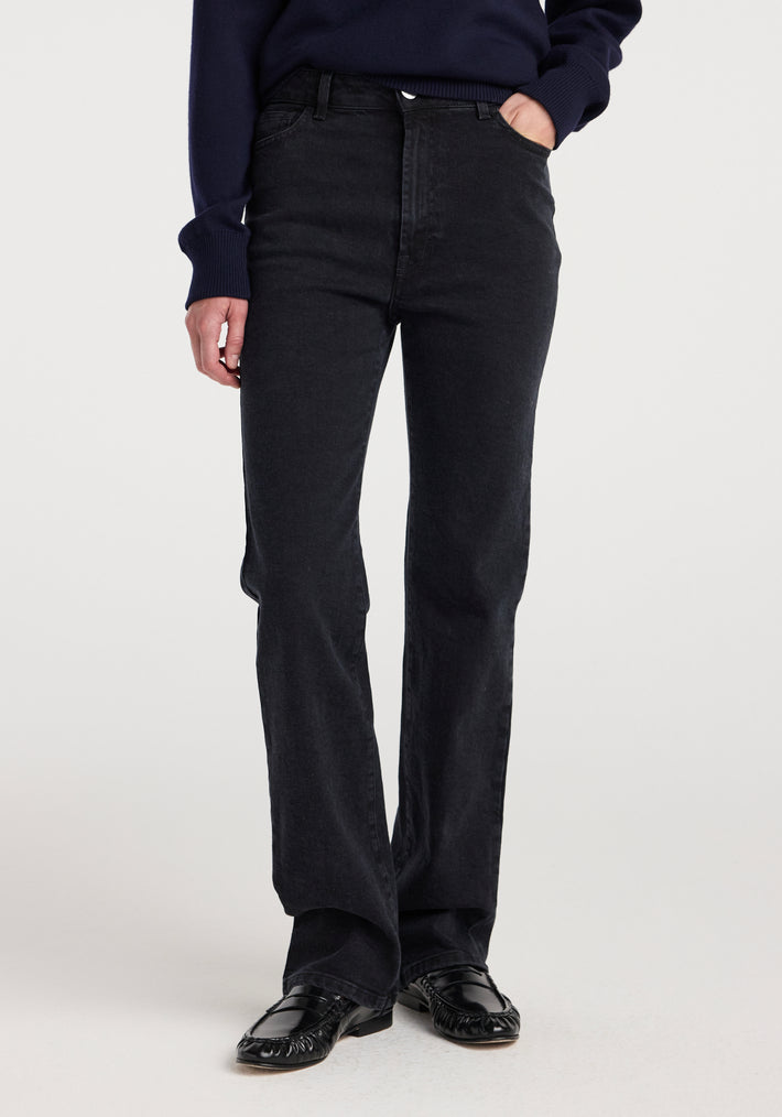 Lino - High-rise straight denim | black