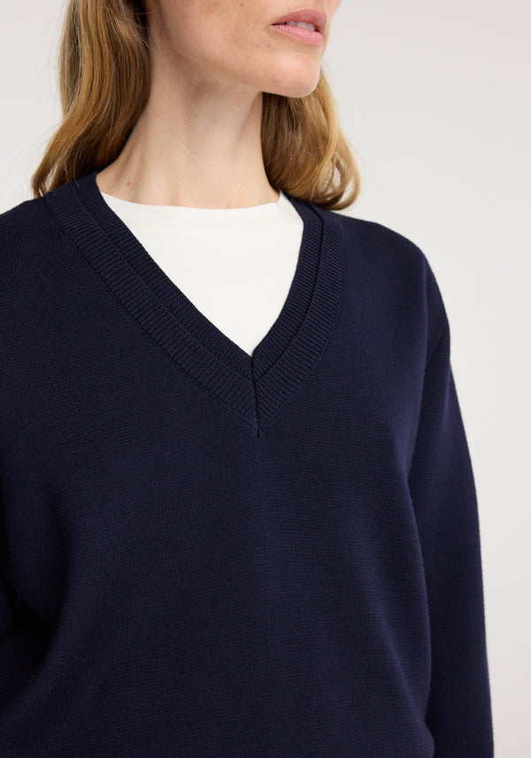 Double v-neck jumper | navy