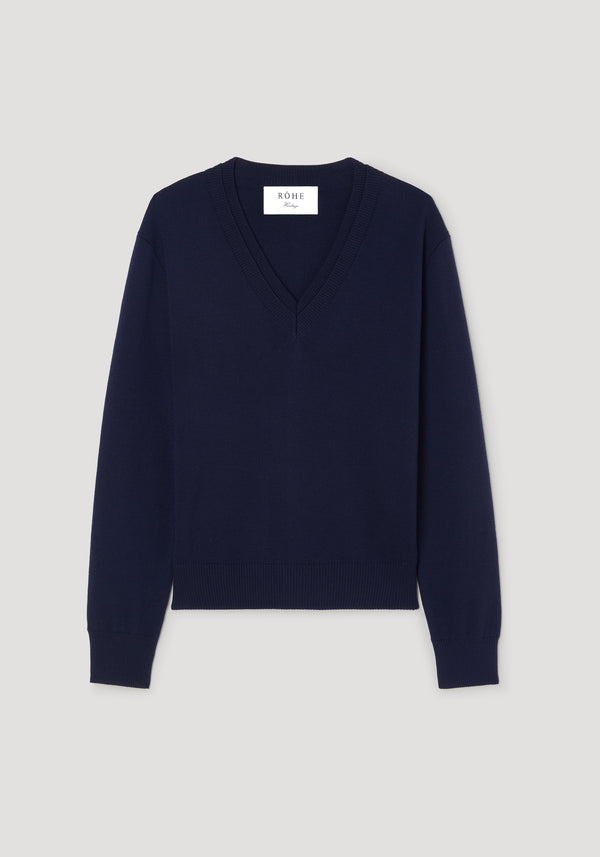 Double v-neck jumper | navy