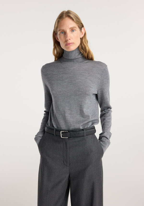 Wide leg trousers | dark grey melange