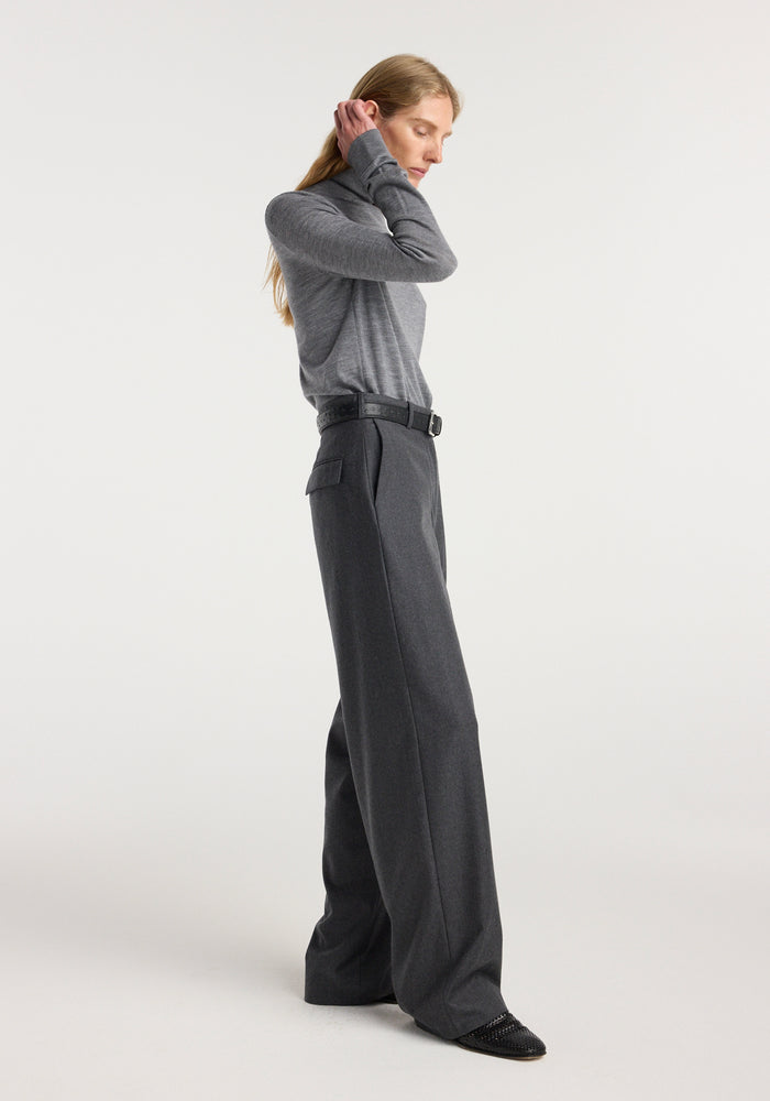 Wide leg trousers | dark grey melange