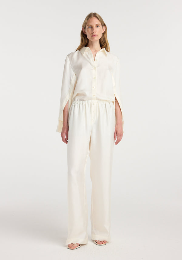 Silk relaxed trousers | cream