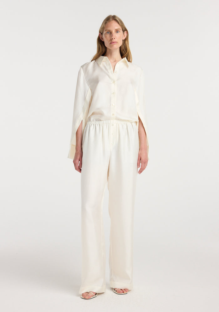 Silk relaxed trousers | cream
