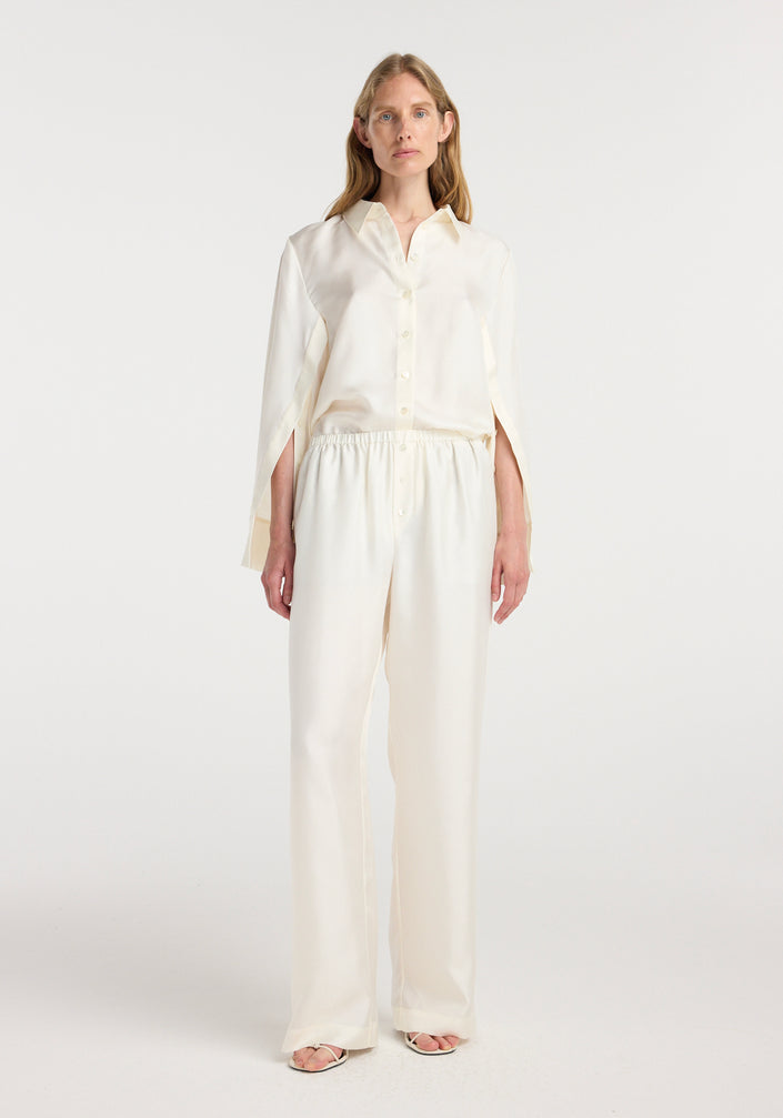 Silk relaxed trousers | cream