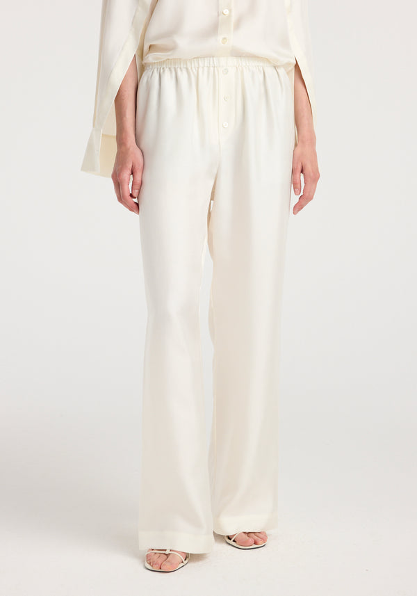 Silk relaxed trousers | cream