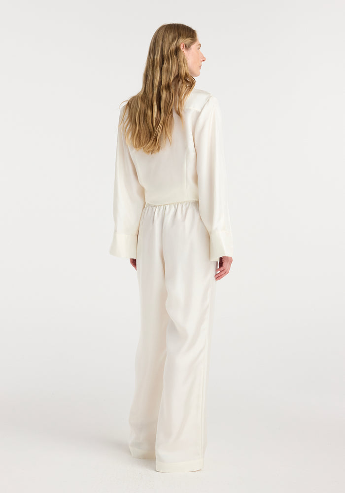 Silk relaxed trousers | cream