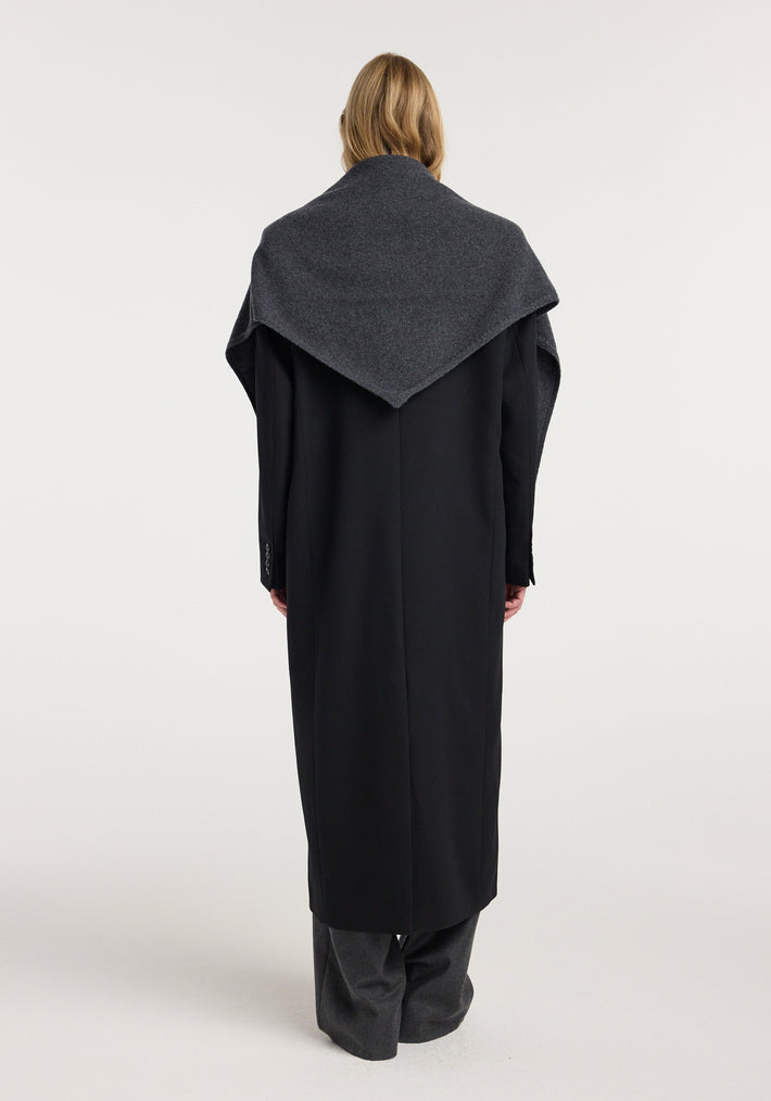 Large knitted triangle scarf | anthracite melange