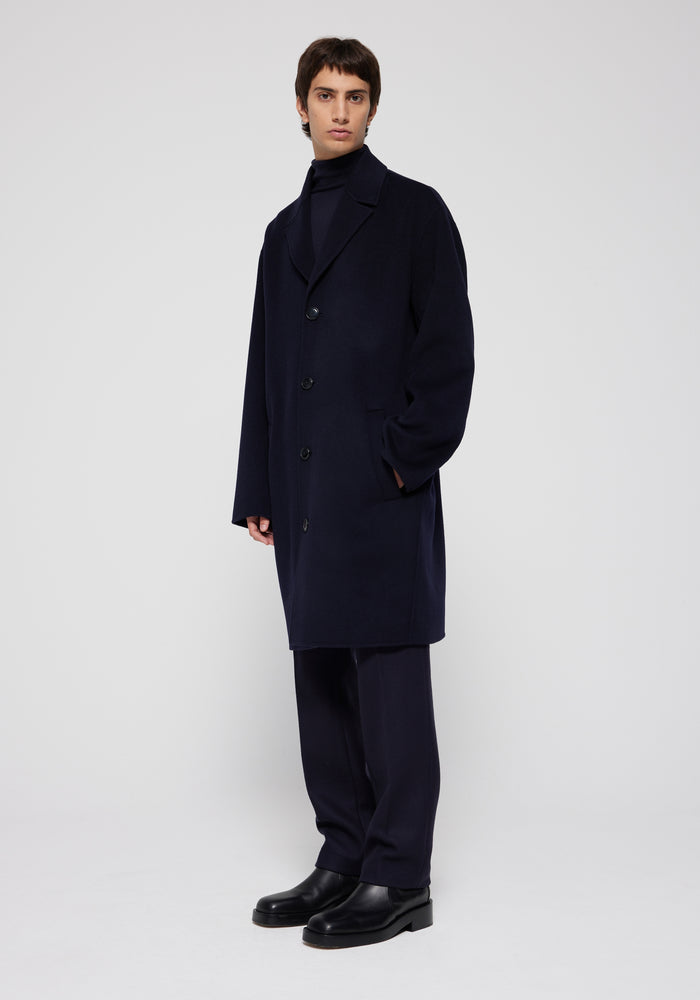 Double face woolen coat | navy