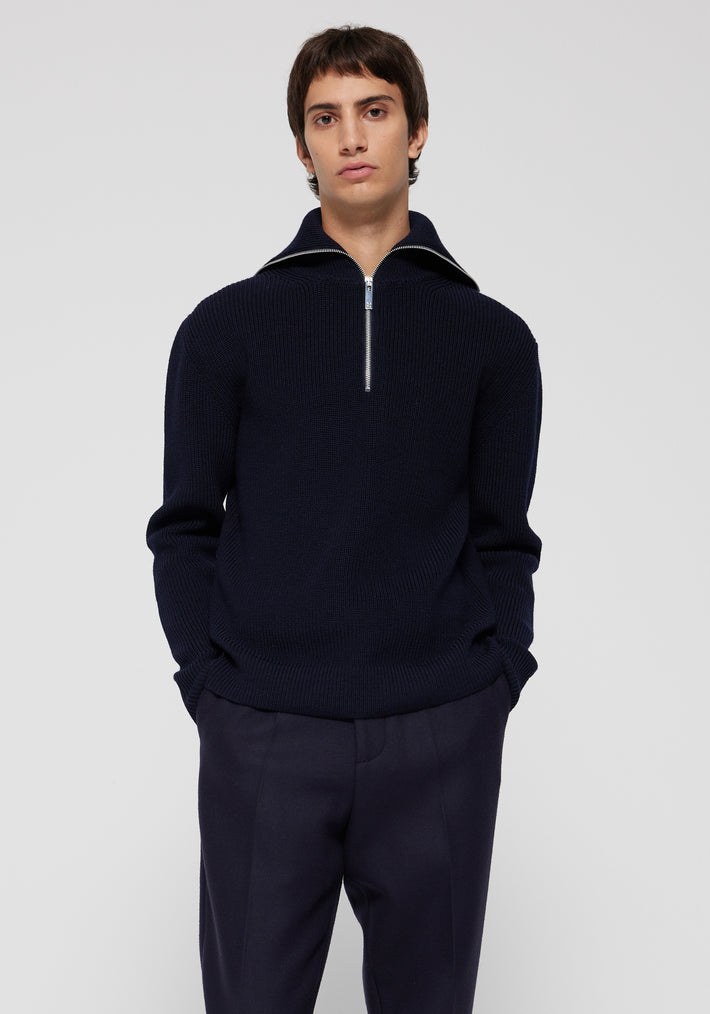 Zipped collar jumper | navy