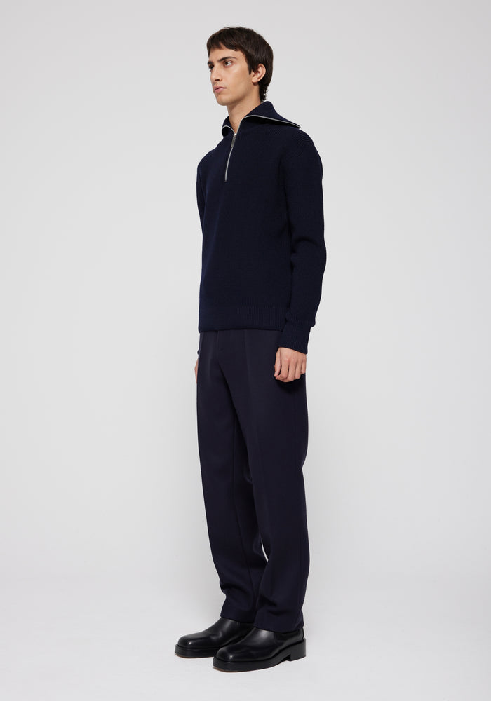 Zipped collar jumper | navy