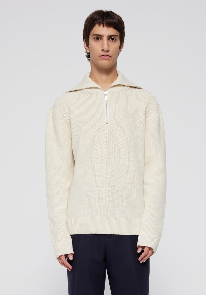 Zipped collar jumper | off-white