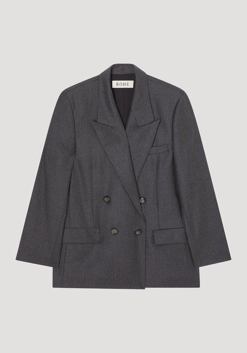 Double breasted tailored jacket | dark grey melange