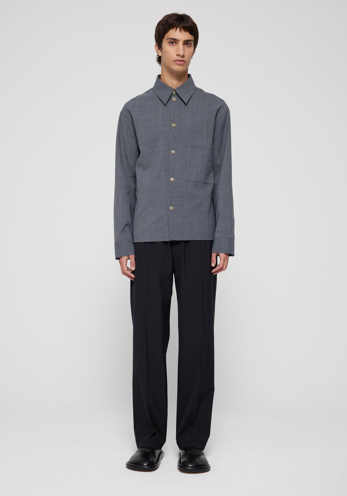 Lined wool overshirt | grey melange