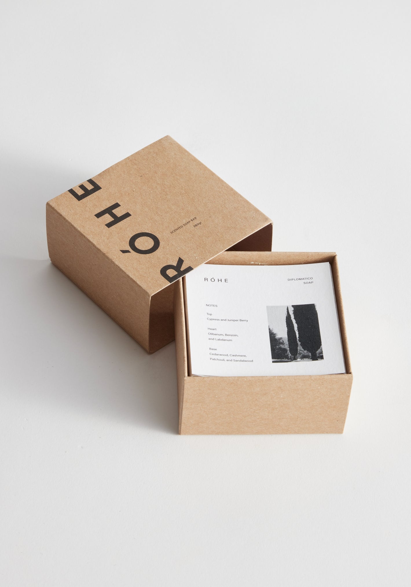 Diplomatico Soap | mist in a kraft box with white insert, showcasing fragrance notes and eco-certified coconut oil composition for a nourishing experience.