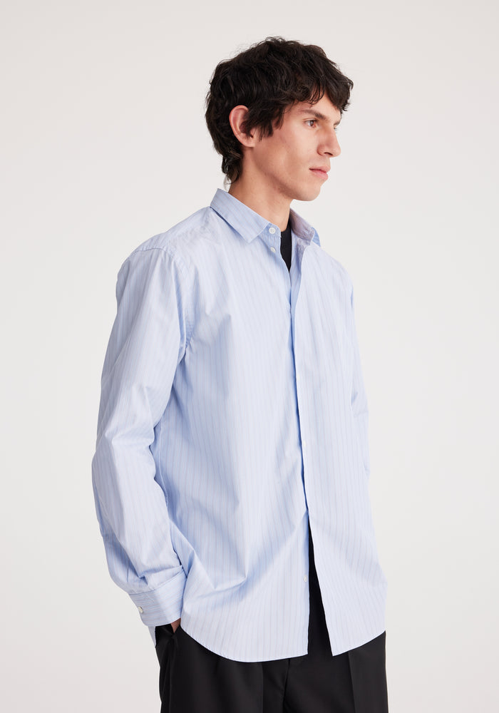 Relaxed long sleeve shirt | sky blue/white outlined stripe