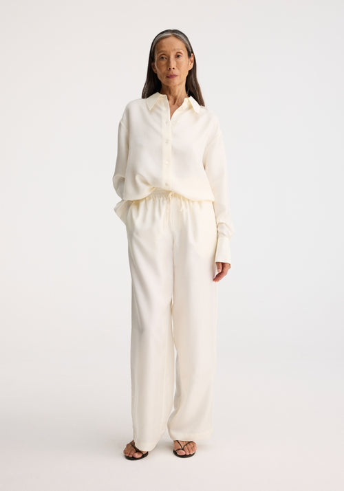 Relaxed silk trousers | cream