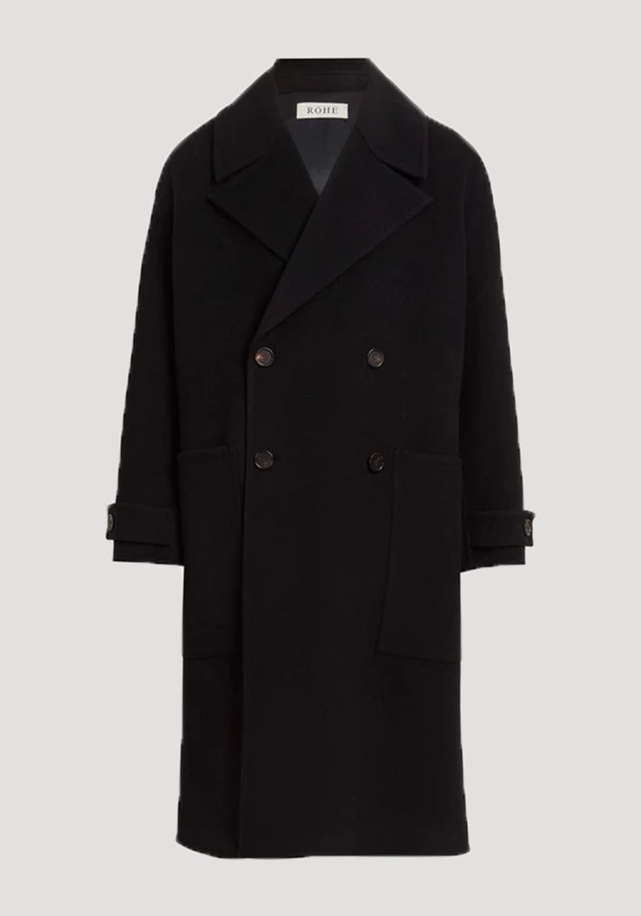 Double faced wool trench coat | black