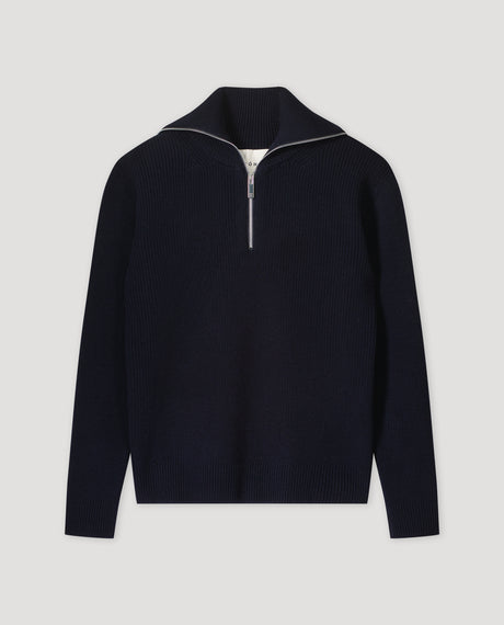 Zipped collar jumper | navy