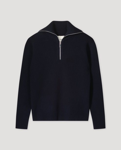 Zipped collar jumper | navy