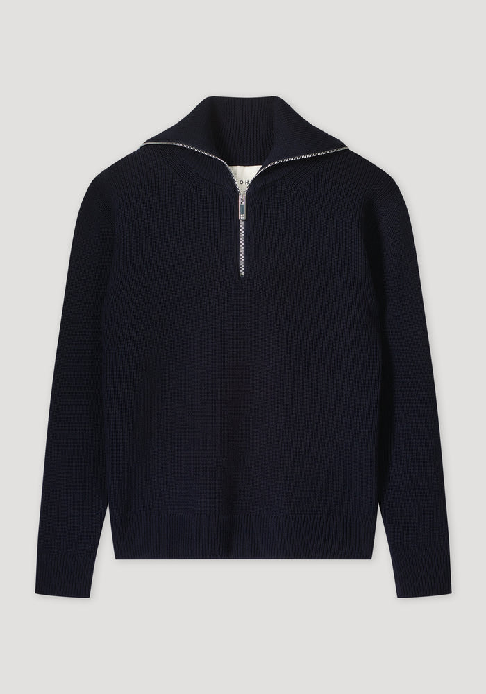 Zipped collar jumper | navy