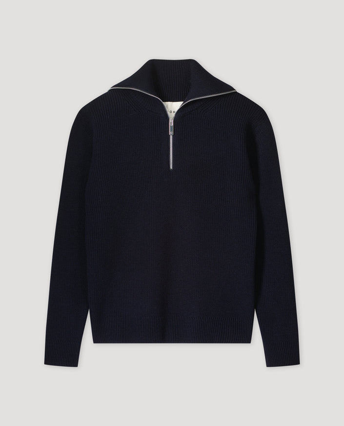 Zipped collar jumper | navy