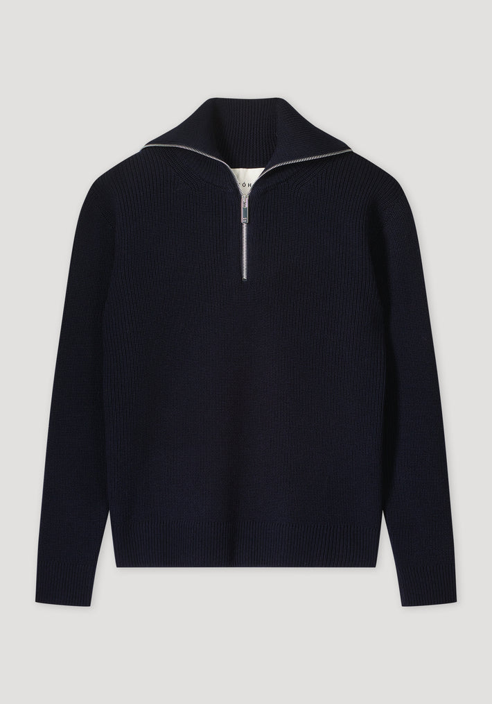 Zipped collar jumper | navy