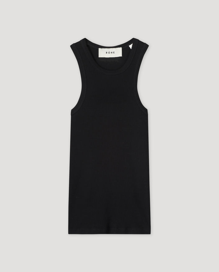 Cotton rib tank top | noir