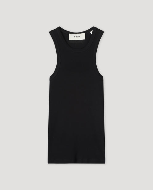 Cotton rib tank top | black