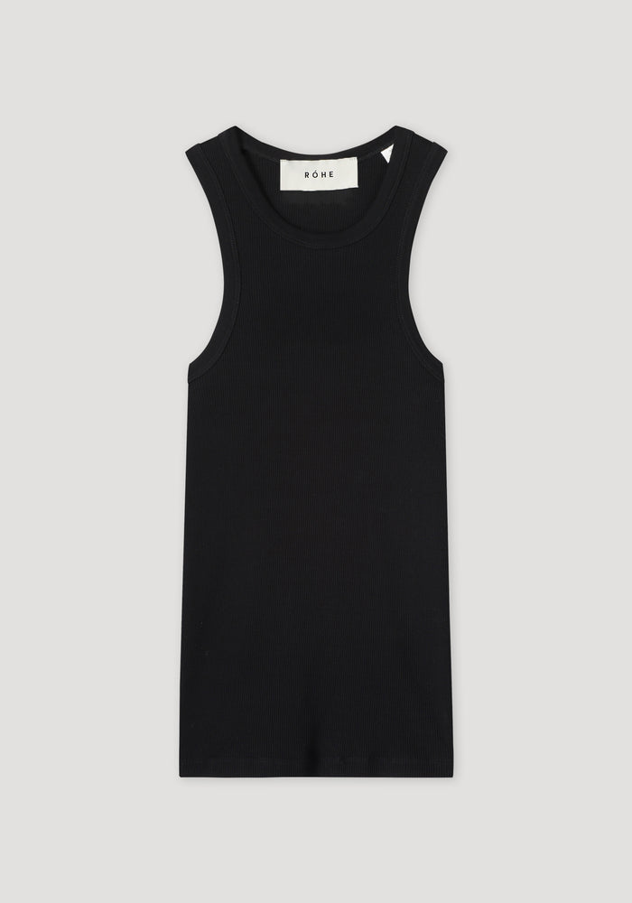 Cotton rib tank top | black