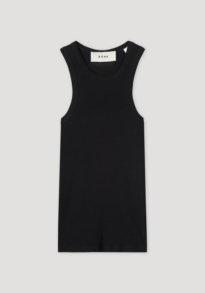 Cotton rib tank top | black