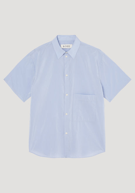 Raw edge short sleeve shirt | blue stripe