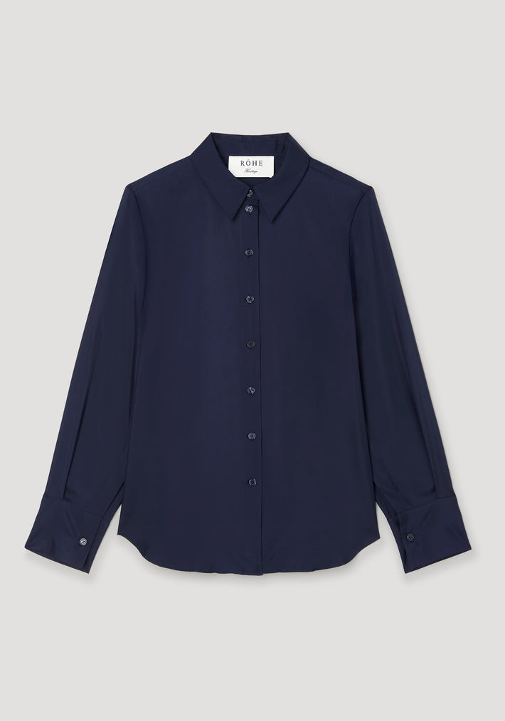 Silk open-sleeve detailed shirt | night